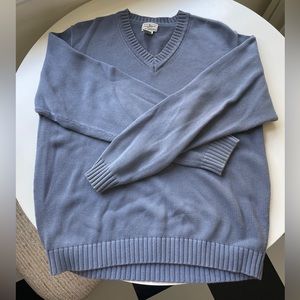 Vintage LL Bean V-neck Cotton Sweater Blue/Gray/Cornflower Blue